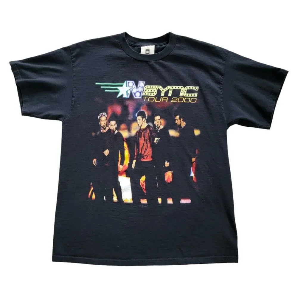 Vintage NSYNC Tour 2000 Band T Shirt Black Winterland Paper Tag Double Sided Y2K